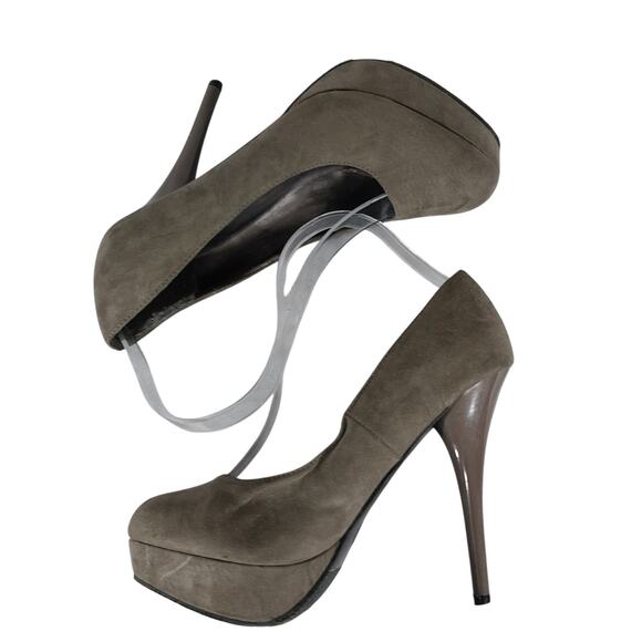 MOSSIMO! TAUPE BROWN/TAN VEGAN SUEDE MICROFIBER PLATFORM STILETTO HEELS! SZ 8.5M - Picture 8 of 10